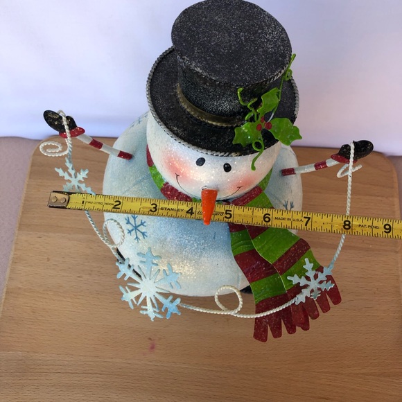 Vintage Metal Wiggle Snow Man Bouncing On A Spring Christmas Tabletop Decor 12” - Picture 11 of 12